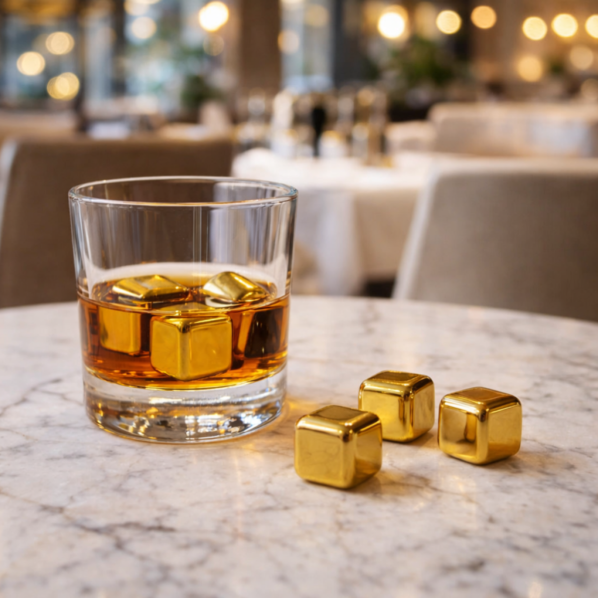 Кубики для віскі Moltis Relax Whiskey Stones Original Wood 6 шт з металу у золотому кольорі 
