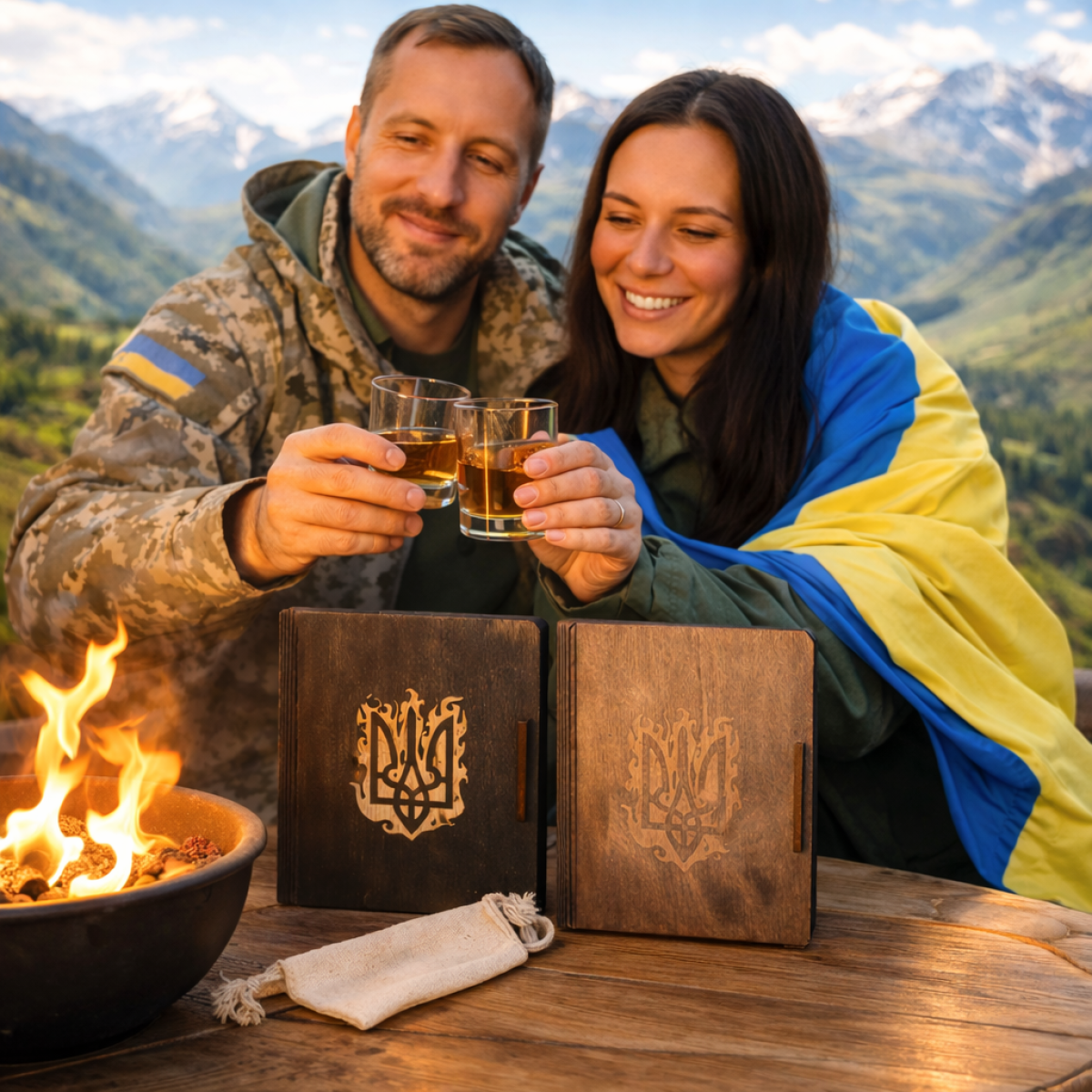 Кубики для віскі Moltis Relax Whiskey Stones Original Wood 8 шт з металу у золотом цвете (без гравировки) 