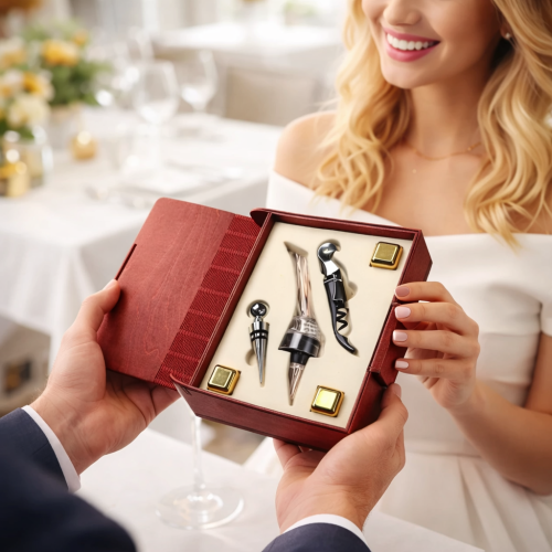 Подарунковий винний набір у дерев'яному футлярі-книзі (без гравіювання)