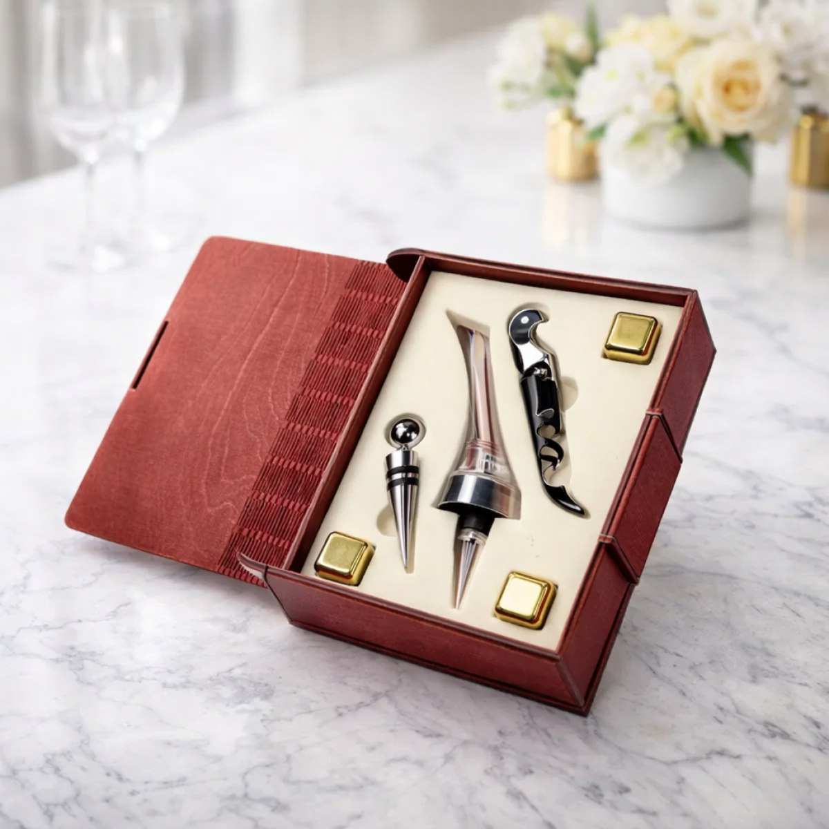 Подарунковий винний набір у дерев'яному футлярі-книзі (без гравіювання)