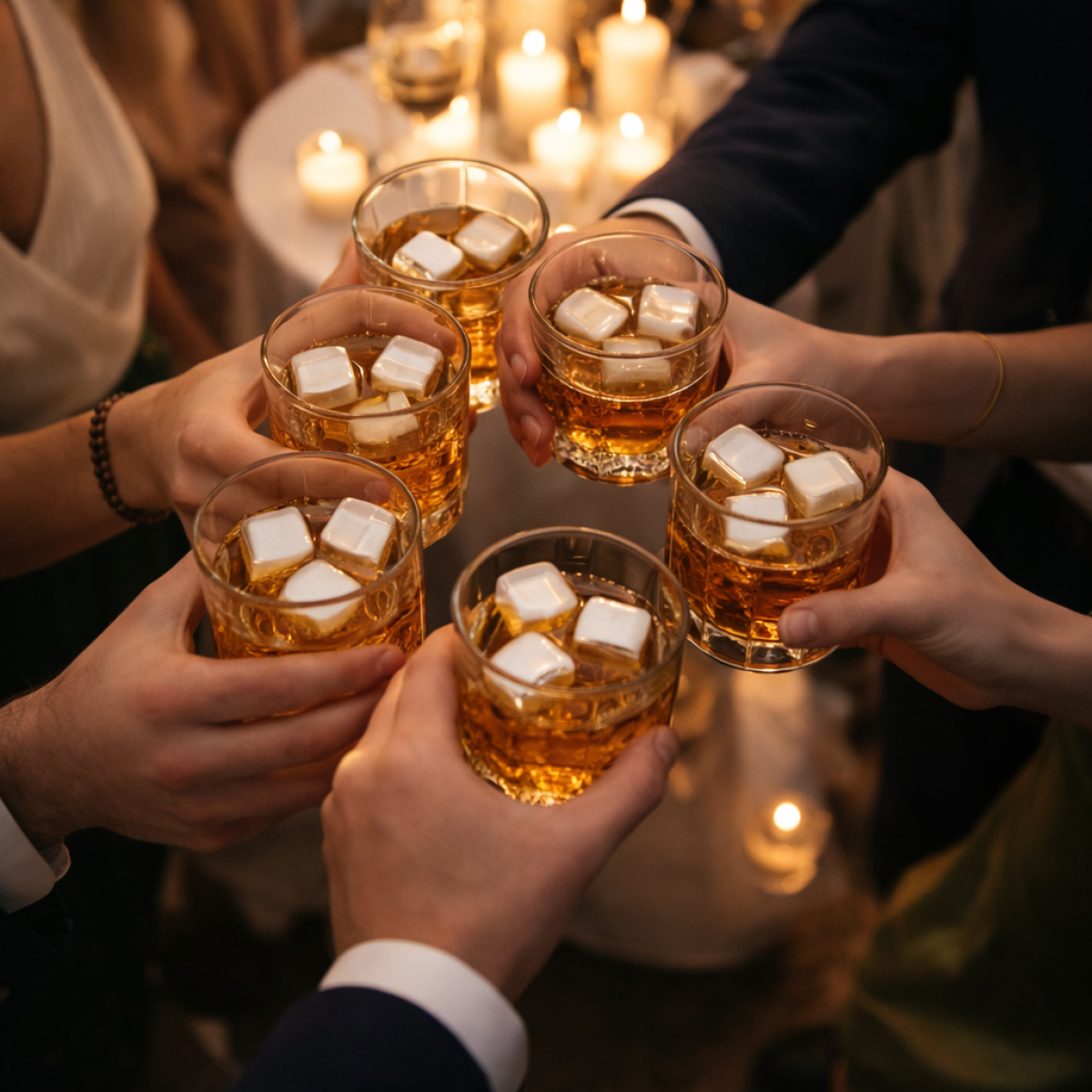 Розкішний набір для віскі Moltis Quadro з металевими кубиками (4 склянки, 16 шт.)