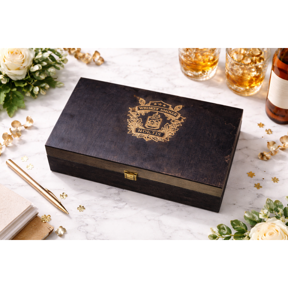 Набір 2 склянки Quadro з золотими кубиками + секція