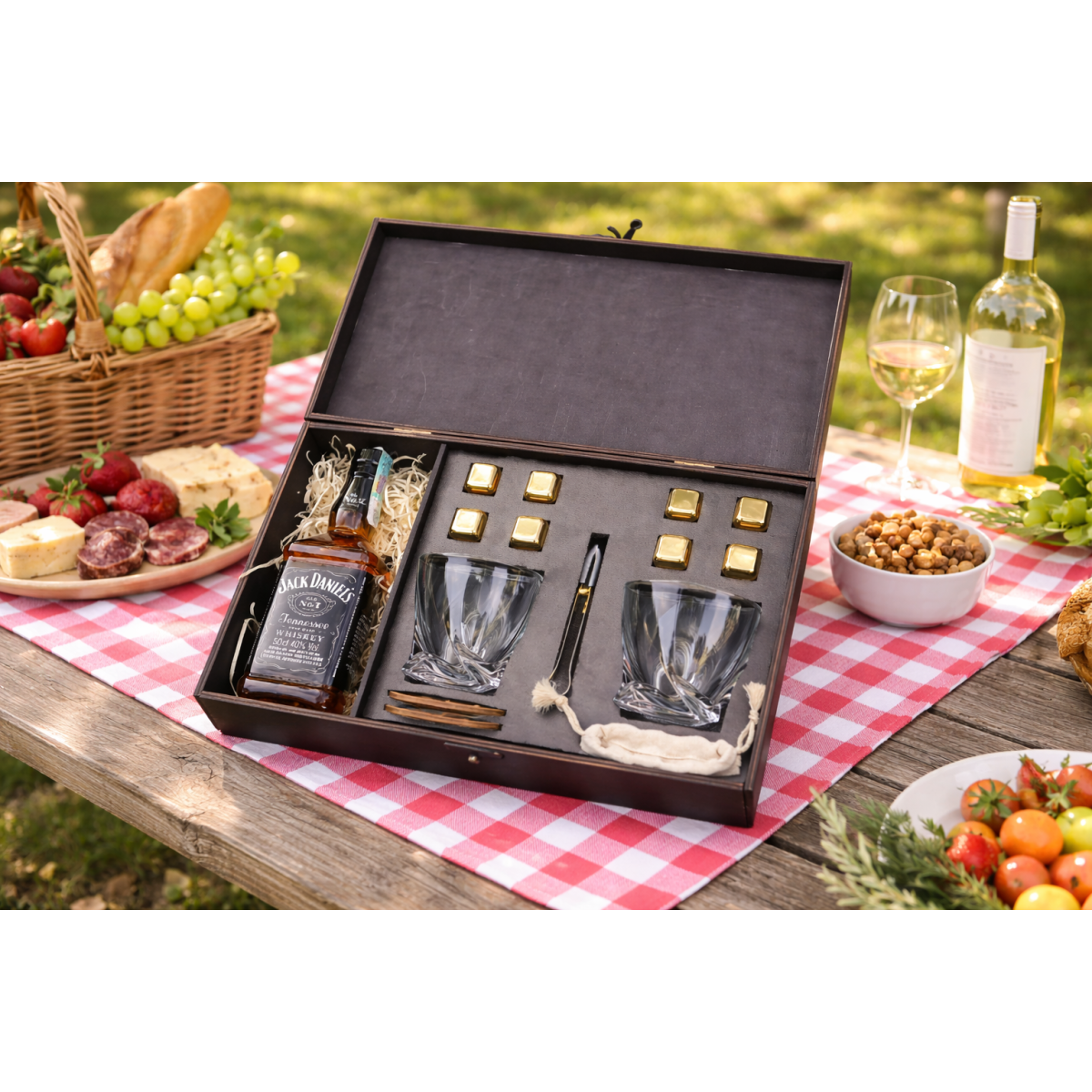 Набір 2 склянки Quadro з золотими кубиками + секція