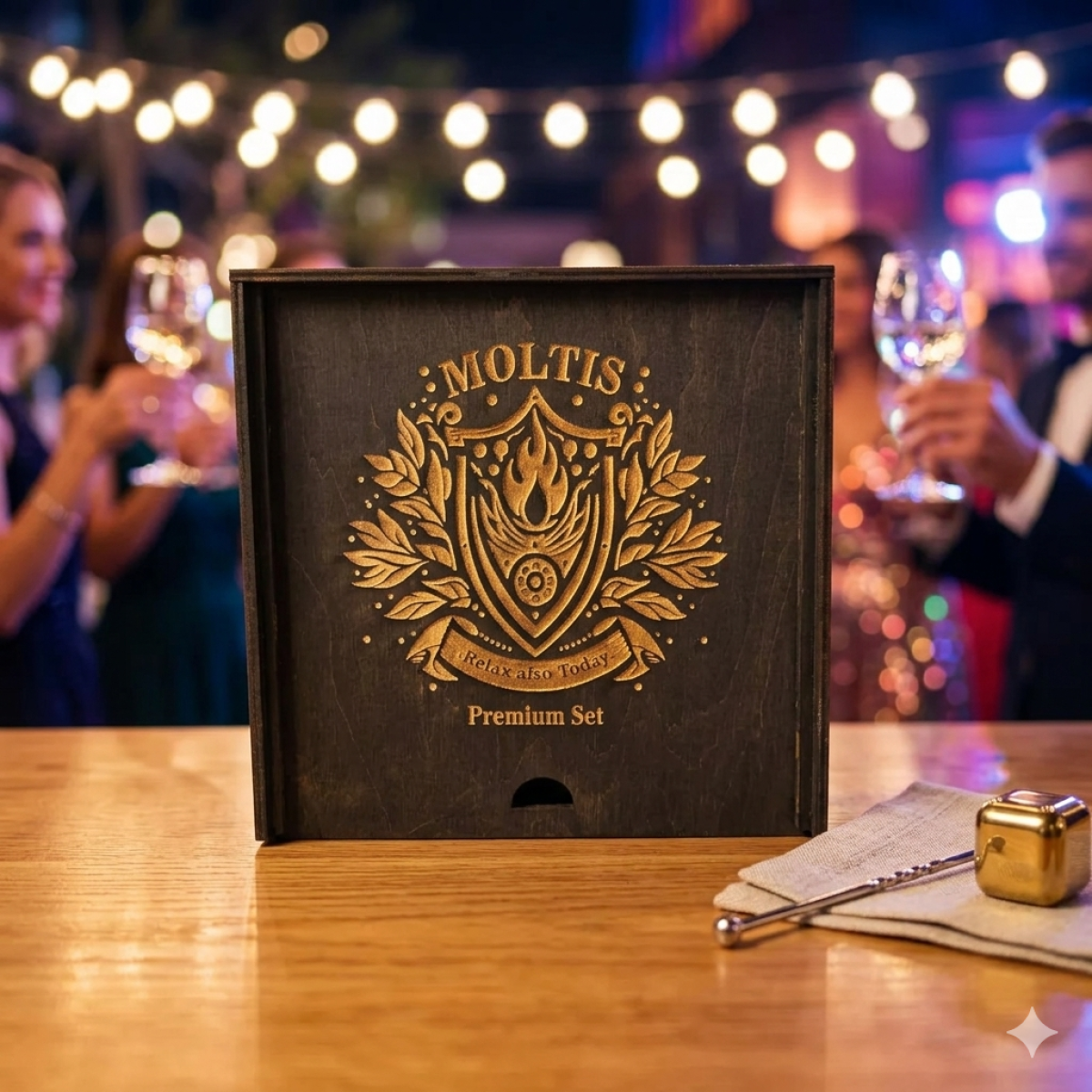 Подарунковий набір для віскі Moltis Saxum Premium з келихом і кубиками