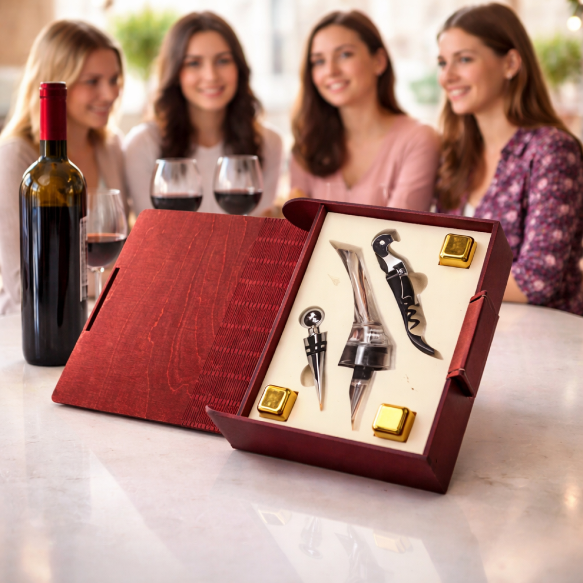 Елітний винний набір у дерев’яній коробці-книзі