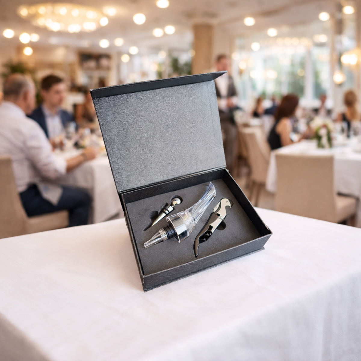Винний набір Moltis з 3 предметів: штопор, аератор і корок для пляшок. Розкішний подарунковий футляр.