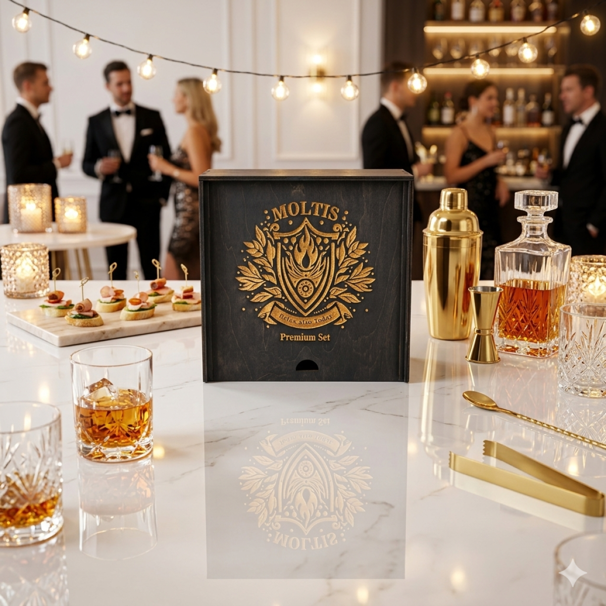 Набір для віскі Moltis Saxum Premium: келих, щипці, 5 охолоджувальних кубиків, мішечок і підставка 