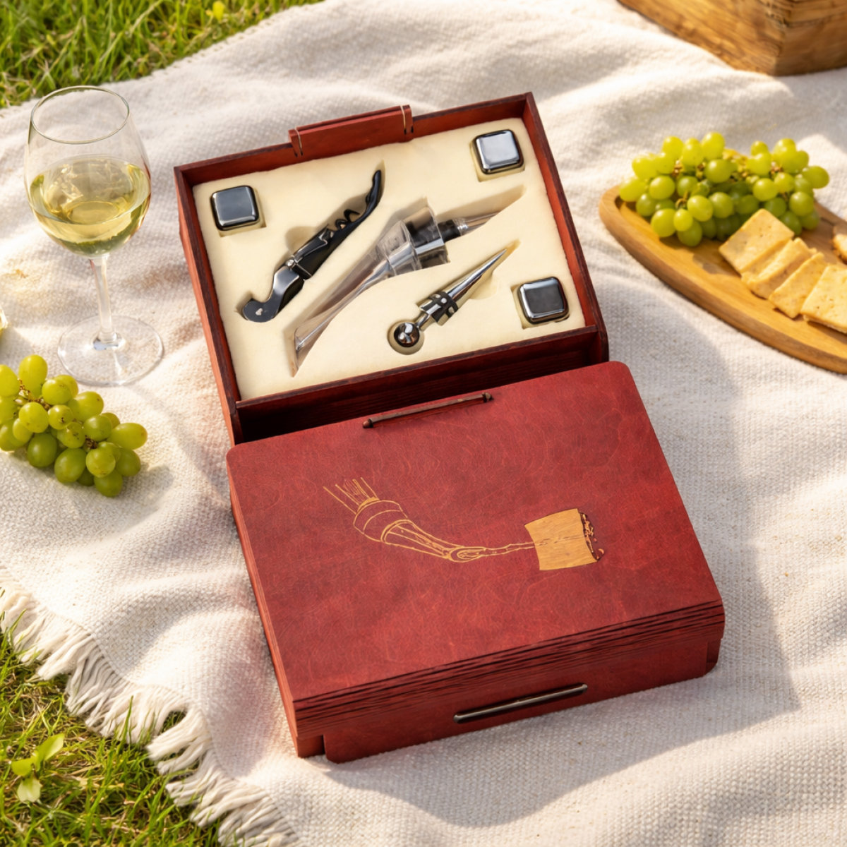 Набір для вина -подарунковий у футлярі-книзі з дерева
