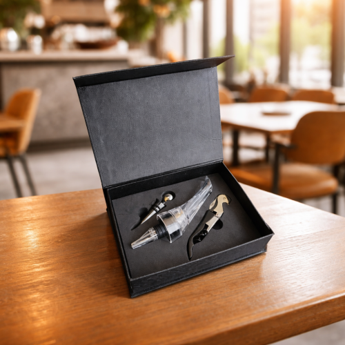 Винний набір Moltis з 3 предметів: штопор, аератор і корок для пляшок. Розкішний подарунковий футляр.