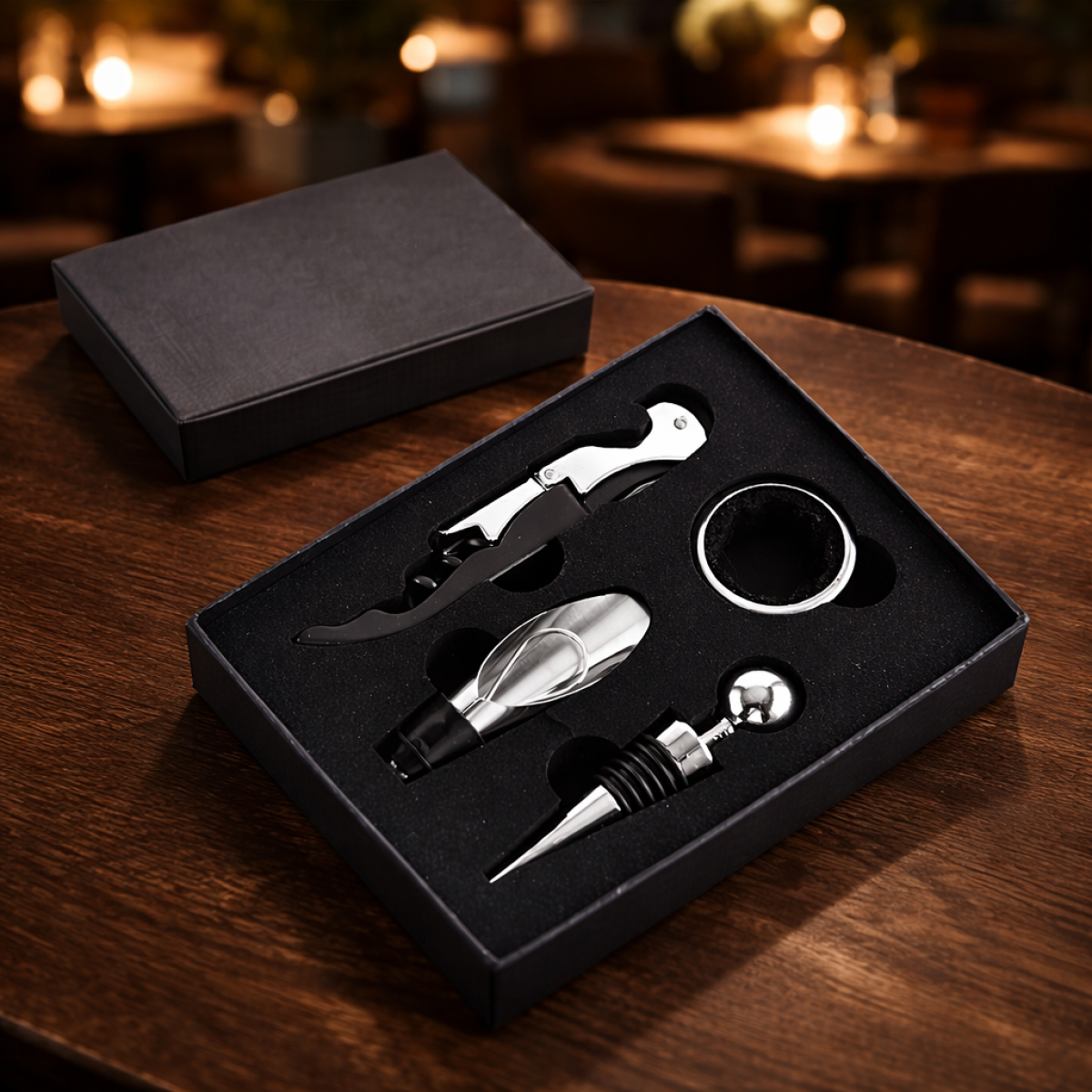 Винний набір   з 4 предметів, подарунковий набір для вина в подарунковому кейсі LUX