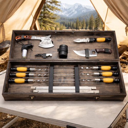 Стильний набір для мангалу у кейсі, комплект для шашлику чоловіку