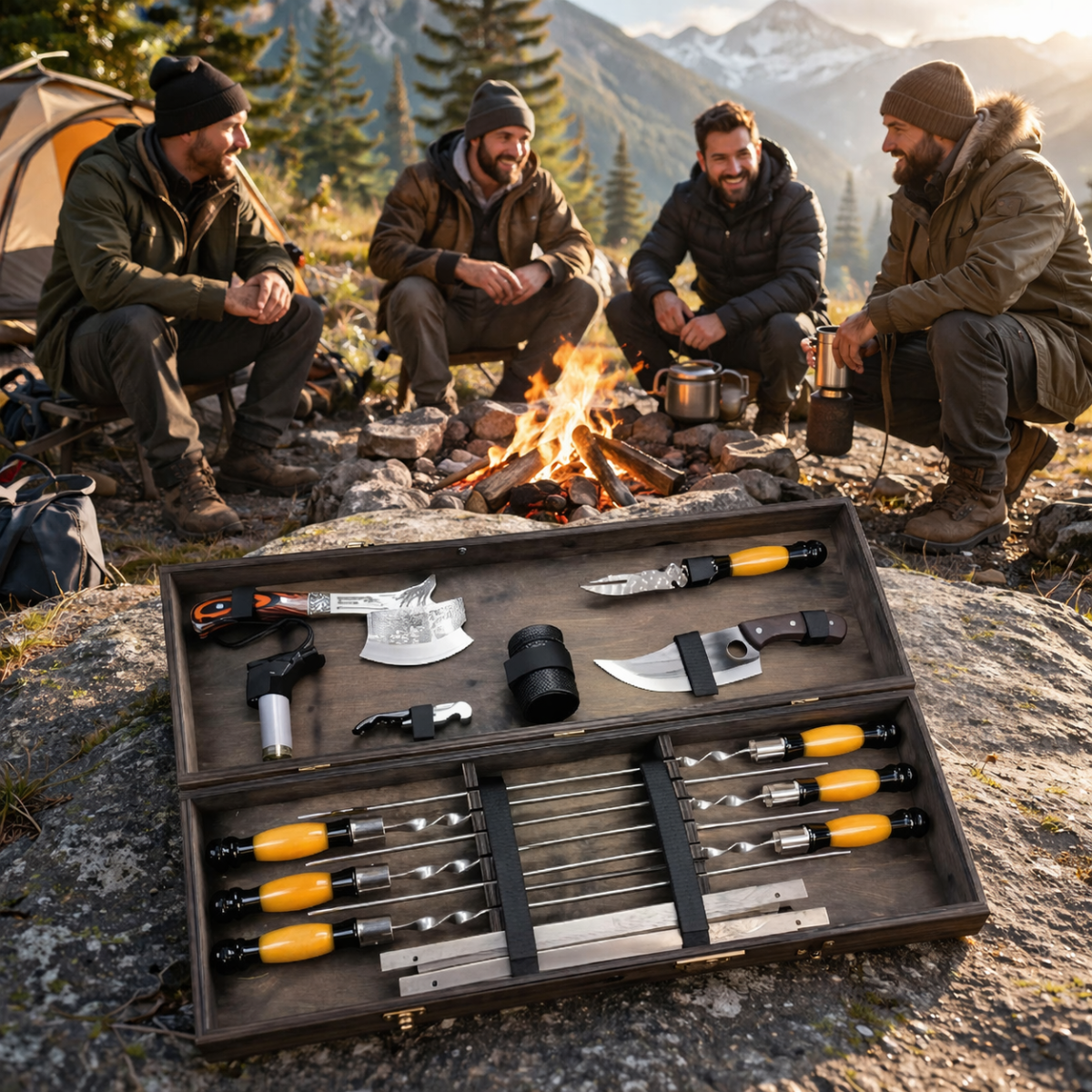 Стильний набір для мангалу у кейсі, комплект для шашлику чоловіку