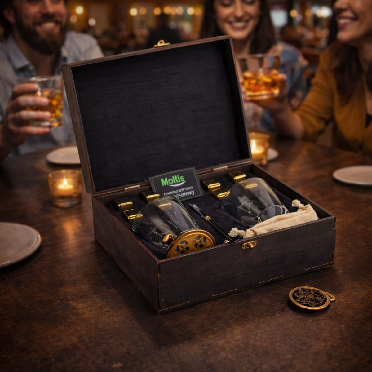 Подарункові набори Moltis Relax Whisky Stones для чоловіків, Quadro 8 шт каменів 