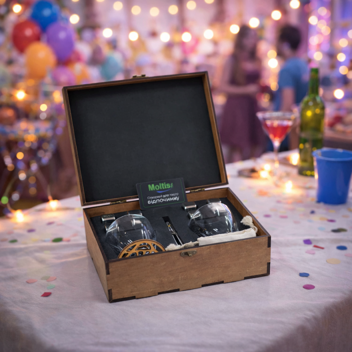 Подарункові набори Moltis Relax Whisky Stones для чоловіків, Quadro 8 шт каменів 