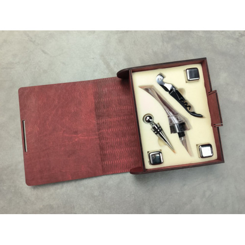 Подарочный винный набор Moltis в деревянном футляре-книге (без гравіювання) MV-1204