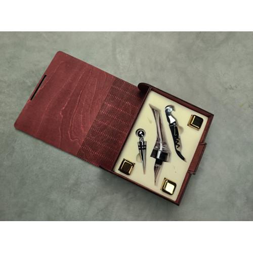 Подарунковий винний набір Moltis у дерев'яному футлярі-книзі (без гравіювання) MV-1203