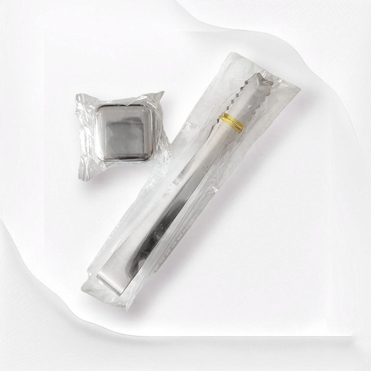 Кубики для віскі та інших напоїв Moltis 6 шт металеві Срібло + щипці Whiskey Stones Silver