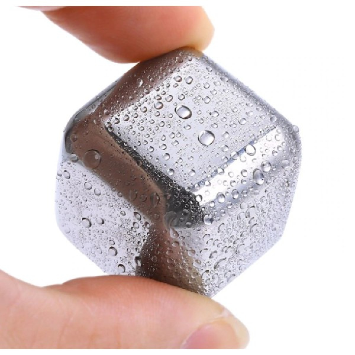 Кубики для віскі та інших напоїв Moltis 8 шт металеві Срібло + щипці Whiskey Stones Silver