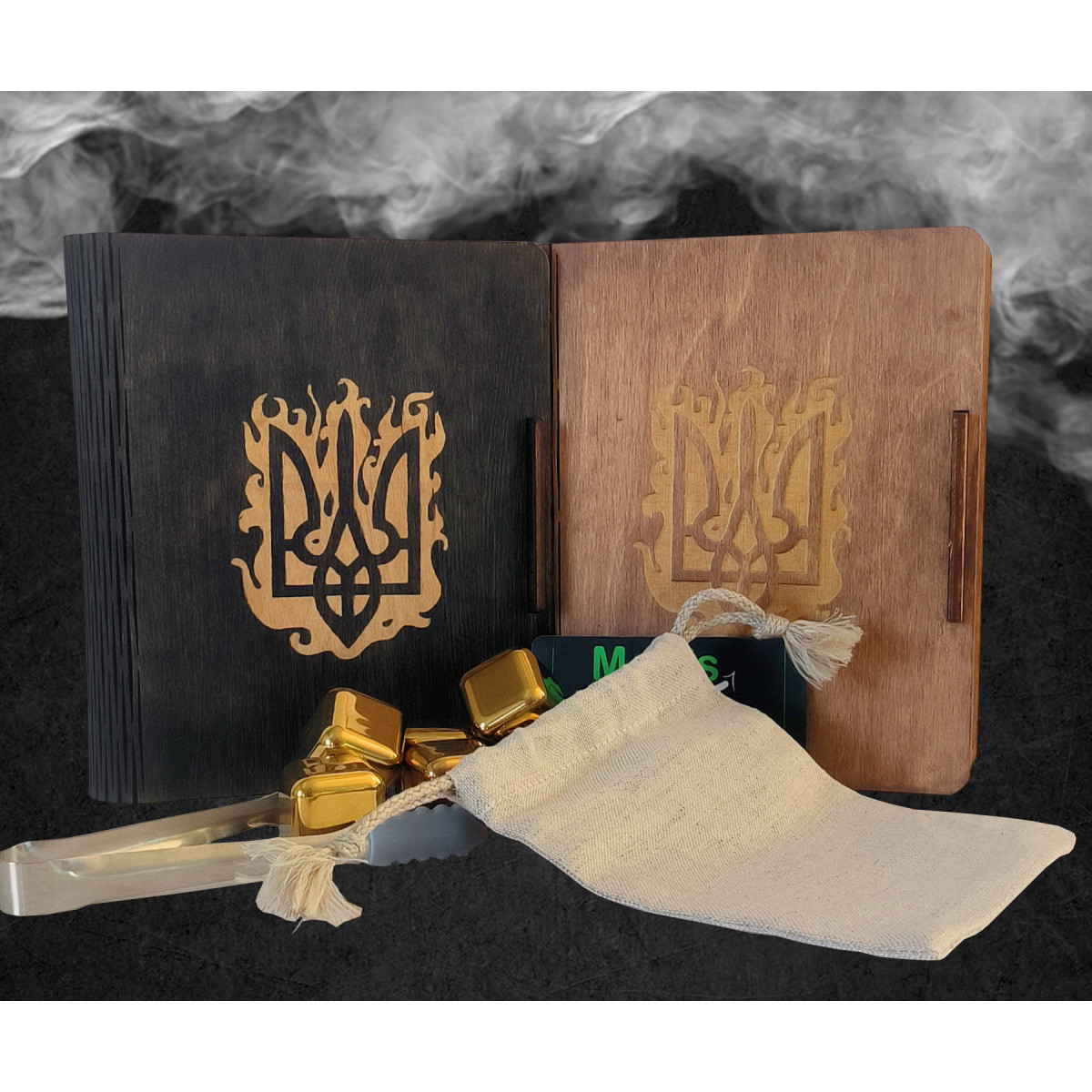 Кубики для віскі Moltis Relax Whiskey Stones Original Wood 6 шт з металу у золотому кольорі MBG - 10509