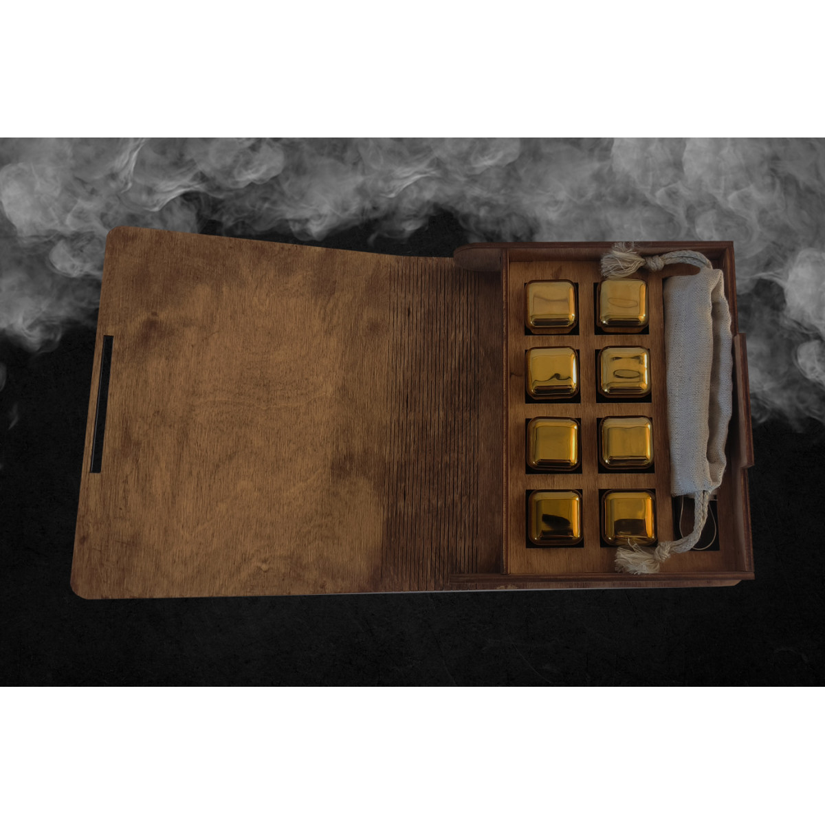 Кубики для віскі Moltis Relax Whiskey Stones Original Wood 8 шт з металу у золотом цвете (без гравировки) MBG - 10515