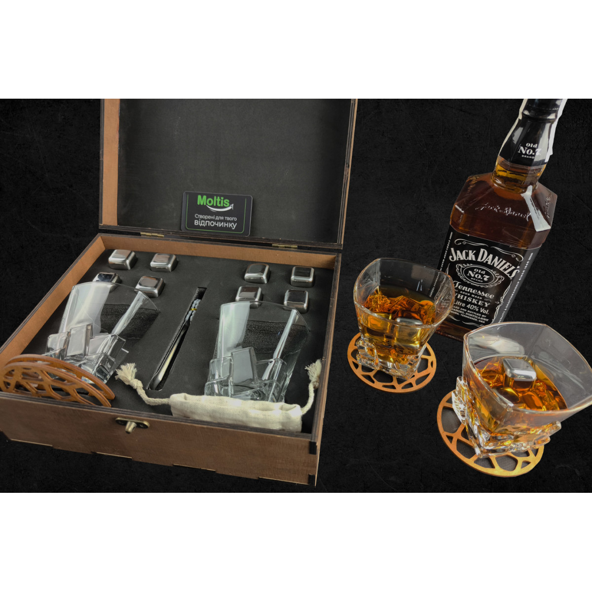 Подарункові набори Moltis Relax Whisky Stones, Saxum 8 шт каменів (MR-1013)