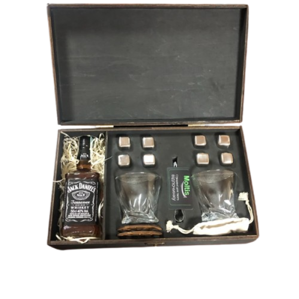 Набір 2 склянки Quadro сріблими кубиками + секція