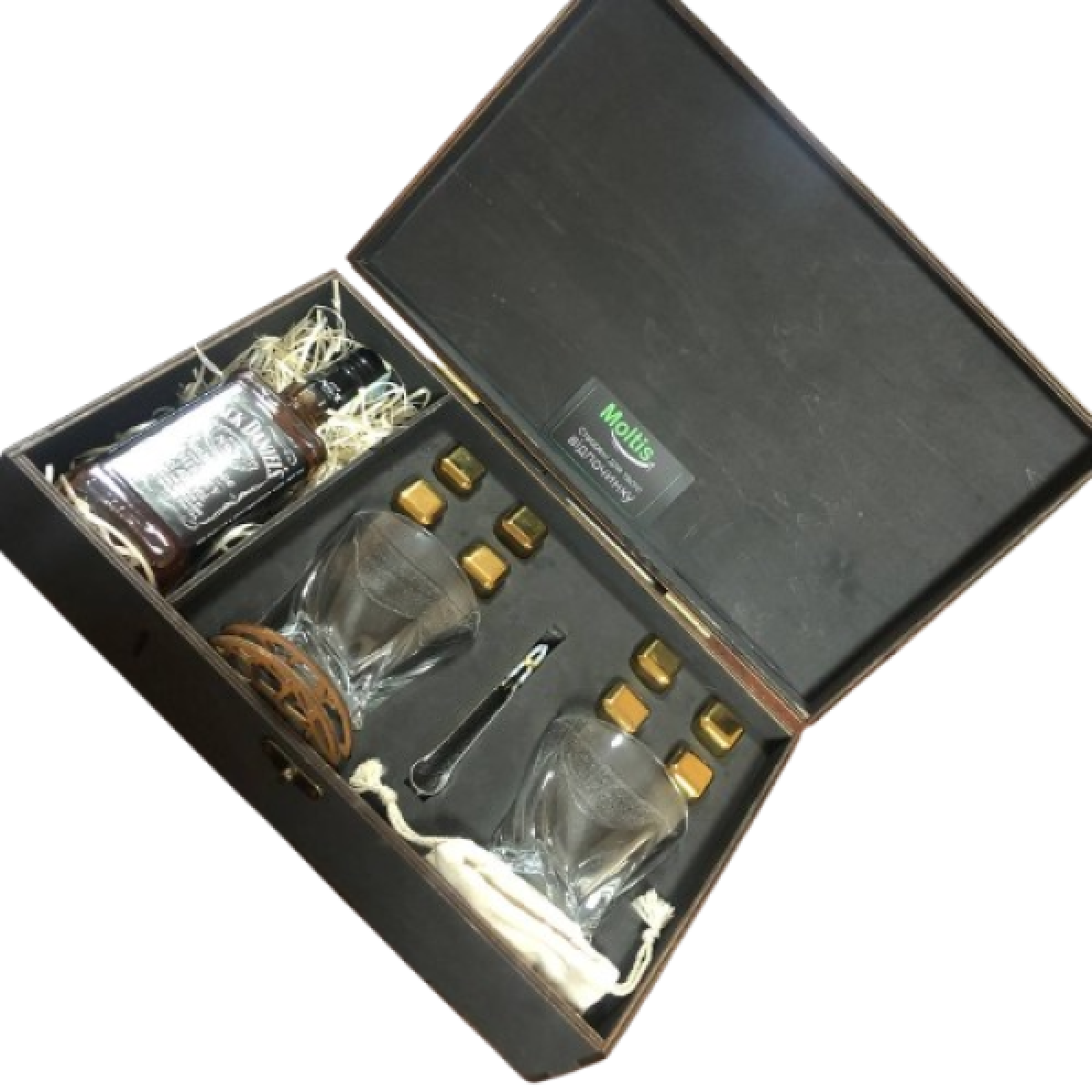 Набір 2 склянки Quadro з золотими кубиками + секція