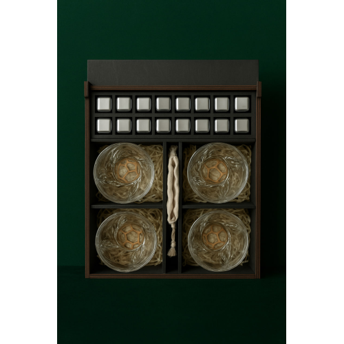 Подарунковий набір Moltis Relax – 4 склянки Quadro та 16 металевих охолоджуючих кубиків (MR-4001)