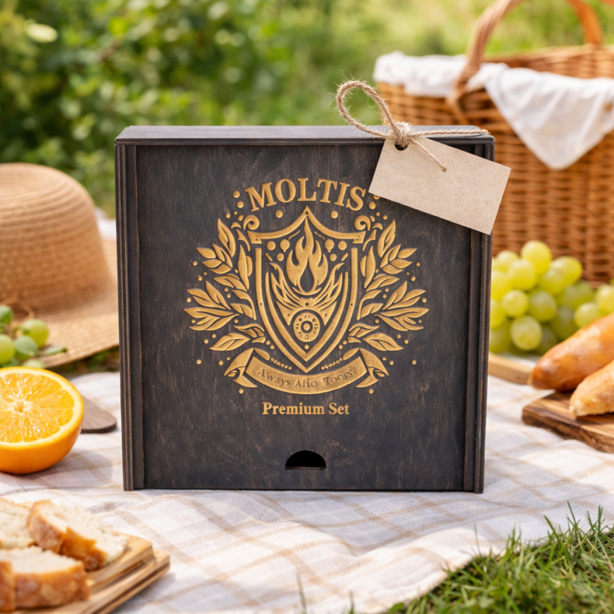 Подарунковий віскі-набір Moltis Quadro Premium з келихом, щипцями, мішечком, підставкою та 5 охолоджувальними кубиками 