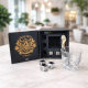 Подарунковий набір для віскі Moltis Quadro Premium Set: келих, 5 металевих кубиків, щипці, підставка, мішечок