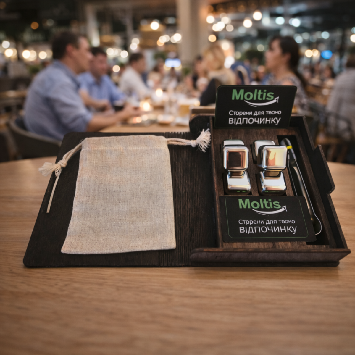 Кубики для віскі Moltis Relax Whiskey Stones Original Wood 6 шт з металу у серебряном цвете (без гравировки) 